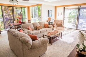 Wonderful living room with lots of room to relax and take in the view.