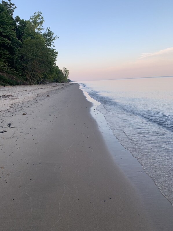 View of the private beach. 