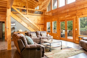 Living room with views & vaulted ceilings