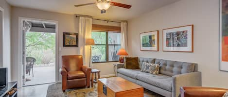 Beautiful Living Room with comfortable seating & large Smart TV