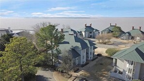 Aerial view including the James River