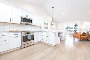 Open plan kitchen and living room. 