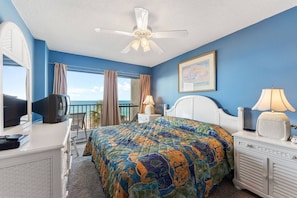 Bedroom with King bed and gulf views.