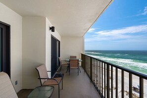 Spacious balcony with a Gulf view