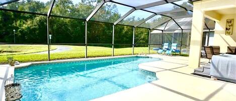 Very private pool and deck space