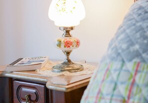 Welcoming, warm colors invite you inside this sunny orchard-facing suite.