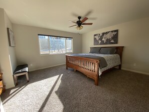 Cal King bed, private restroom and walk in closet