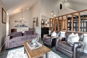 Enjoy the family room with a cozy fireplace.