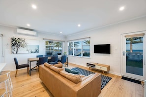 The front living room with views