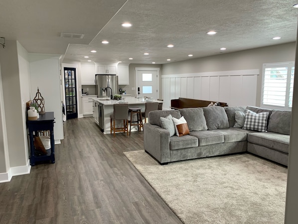 Kitchen, living area and private enterance.