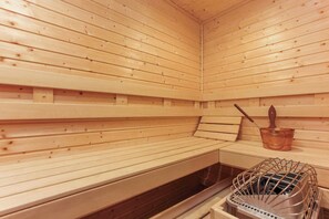 Custom sauna for a deep therapeutic heat.