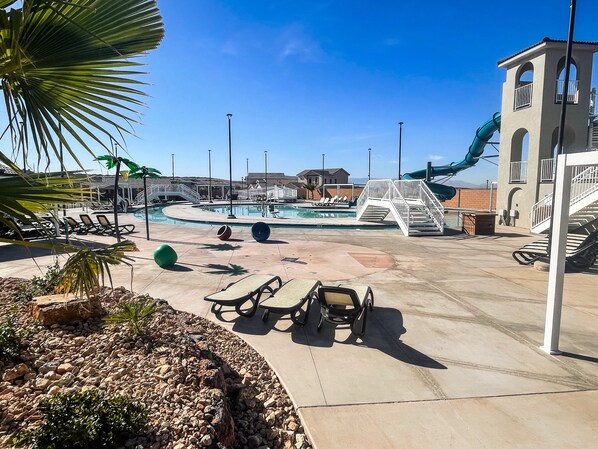 New pool, lazy river, hot tubs, splash pads and slide now open!