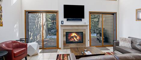 Living Room W/Wood Burning Fire Place