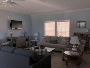 Living Room - the grey couch is a queen size pull-out bed