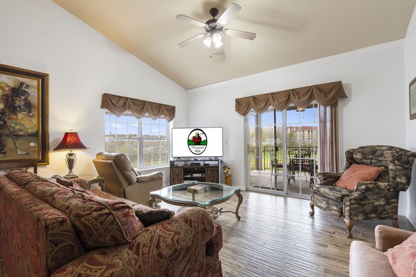 Living Room with Cable and Flat Screen TV