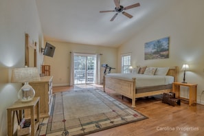 Main level master bedroom with king size bed