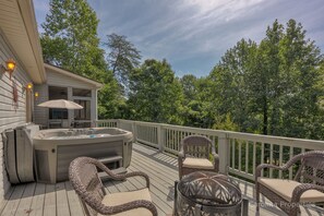 Outdoor relaxation by the hot tub
