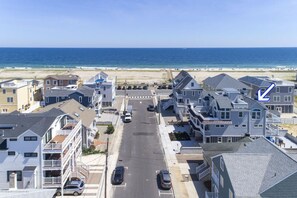 Arial view looking east to ocean