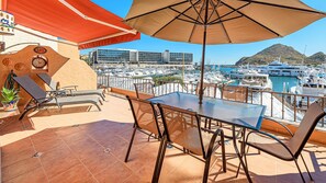 Lot of outdoor seating in the huge terrace 