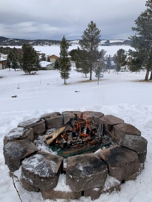 Fire pit with views of the lake