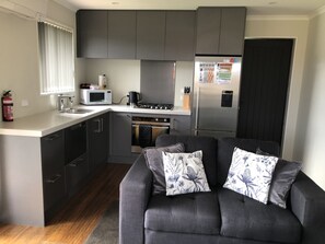 Open plan kitchen and lounge area 