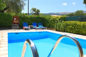 Gated private pool  with sunloungers %26amp%3B Mountain Views