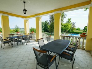 Table, Furniture, Plant, Chair, Shade, Wood, Interior Design, Architecture, Sky, Porch