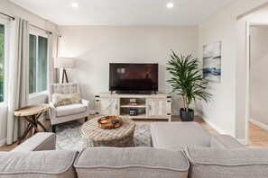 Play family games or stream your favorite movies and shows on the large smart TV