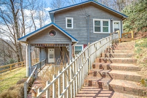 The house is built directly into the hillside!