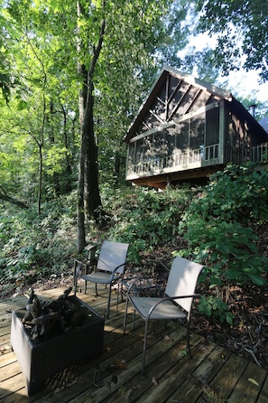 View of the screened in porch from the dock