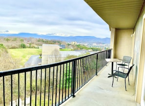 Enjoy breathtaking mountain views from the private top floor balcony