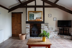 Honeysuckle Cottage - Fireplace and log burner