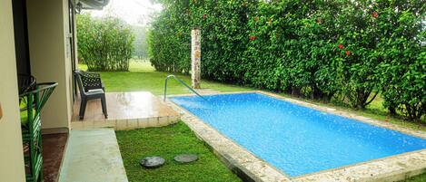 beautiful pool surrounded by lush greenery, creating the perfect spot for relaxation and unwinding.
