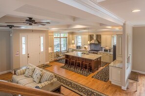 Kitchen view from staircase.