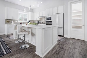 Kitchen had almost all the tools you would need and plenty of space to cook and eat.   -Steven