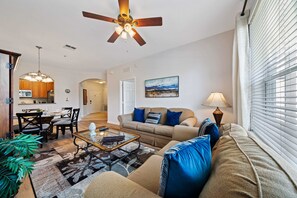 Make yourself at home in our inviting living area, designed for ultimate comfort and entertainment.
