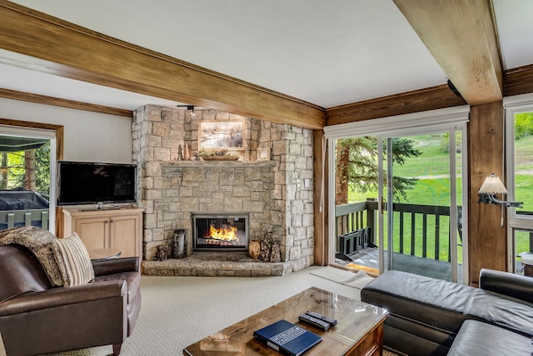 Living area with private walk-out balcony