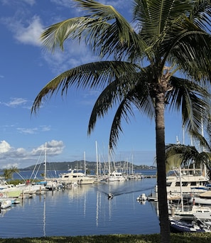 View from your deck of the marina and St. John in the distance.