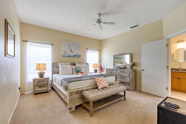 King Master Suite with large tub and separate shower