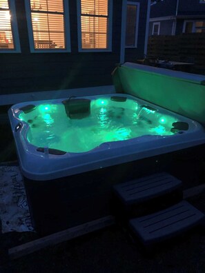 hot tub in the backyard