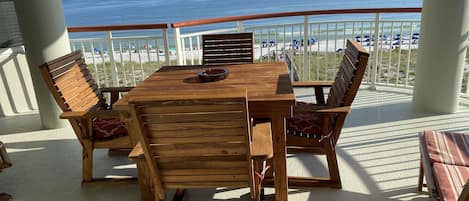 Custom-made cypress balcony furniture  seating for 8.