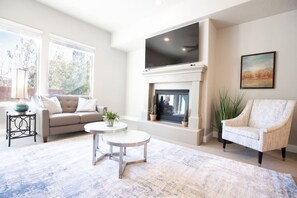 Smart TV and fireplace