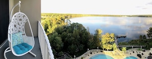 Swimming pool and lake view from a 9th floor