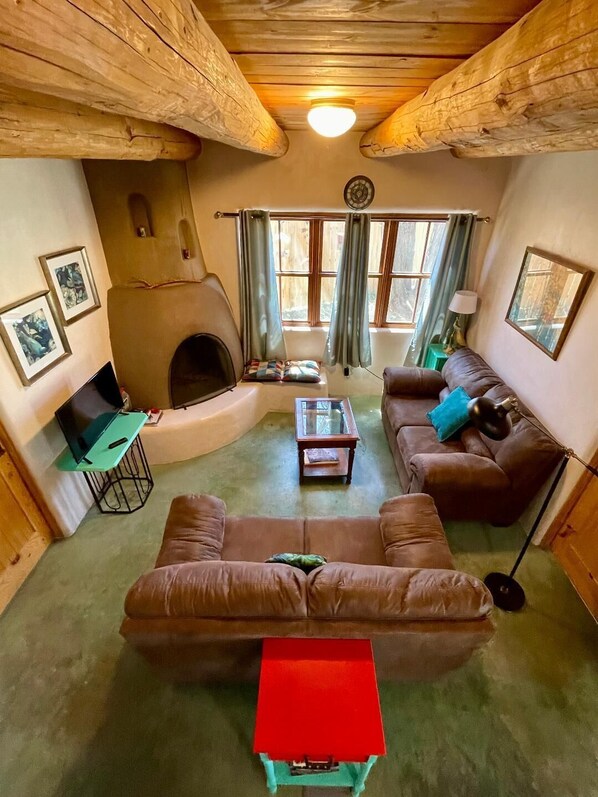Comfortable couches where you can make a nice fire and enjoy Netflix.