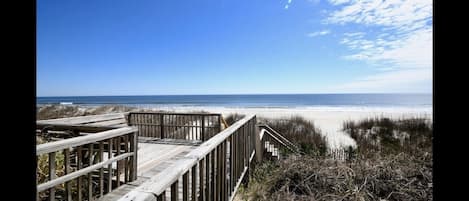 View of the beach from the walkway