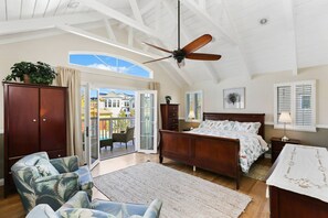 The master bedroom has patio doors that open to a private deck and overlooks the front yard!