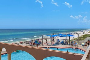 Balcony Overlooks the Pool and Ocean