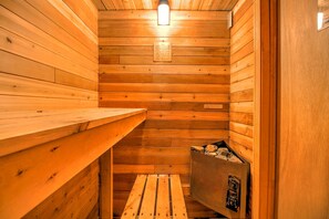 Sauna on the lower level.