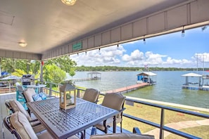Sit on the covered deck, enjoy a drink and watch the boats go by.