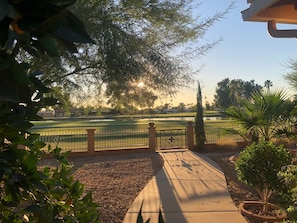 Our sidewalk leading to the golf course.